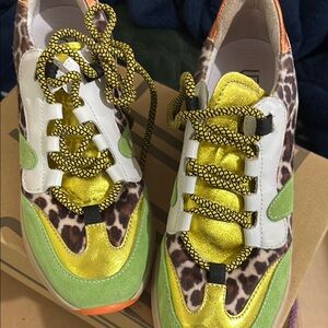 Leopard Print Sneakers with Neon Accents